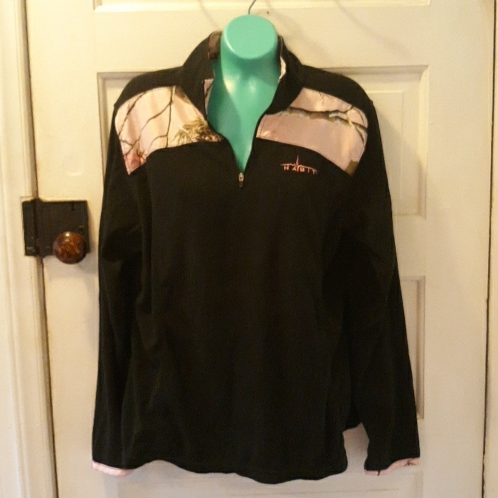 Habit blacknpink camo fleece pull over